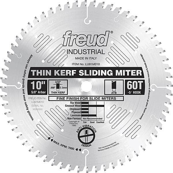 LU91M010 Sliding Compound Miter Saw Blade 10" X 5/8" Bore X 60 Tooth Thin Kerf